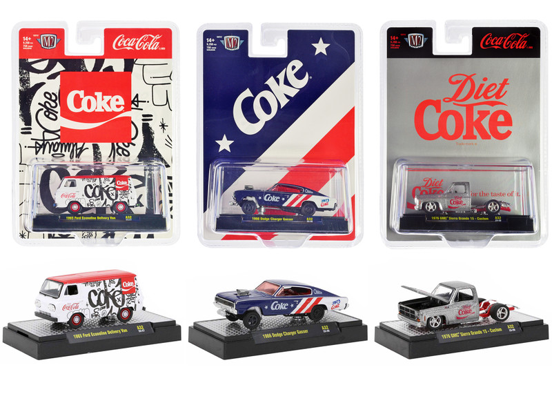 Coca Cola Set of 3 pieces Release 32 Limited Edition to 9250 pieces Worldwide 1/64 Diecast Model Cars M2 Machines 52500-A32