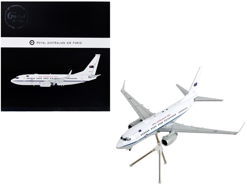 Boeing 737 700 Transport Aircraft Royal Australian Air Force A36-001 White and Gray Gemini 200 Series 1/200 Diecast Model Airplane GeminiJets G2RAA1222