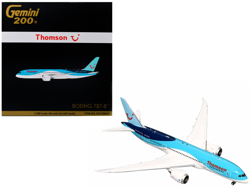 Boeing 787 8 Commercial Aircraft Thomson TUI Airways Blue and White Gemini 200 Series 1/200 Diecast Model Airplane GeminiJets G2TOM543