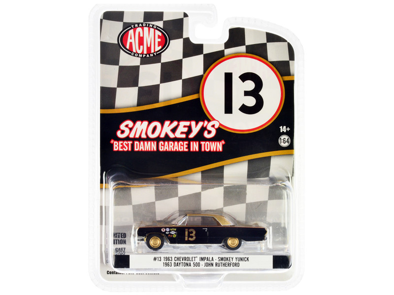 1963 Chevrolet Impala #13 Johnny Rutherford Smokey Yunick s Garage Daytona 500 1963 1/64 Diecast Model Car Greenlight ACME 51504