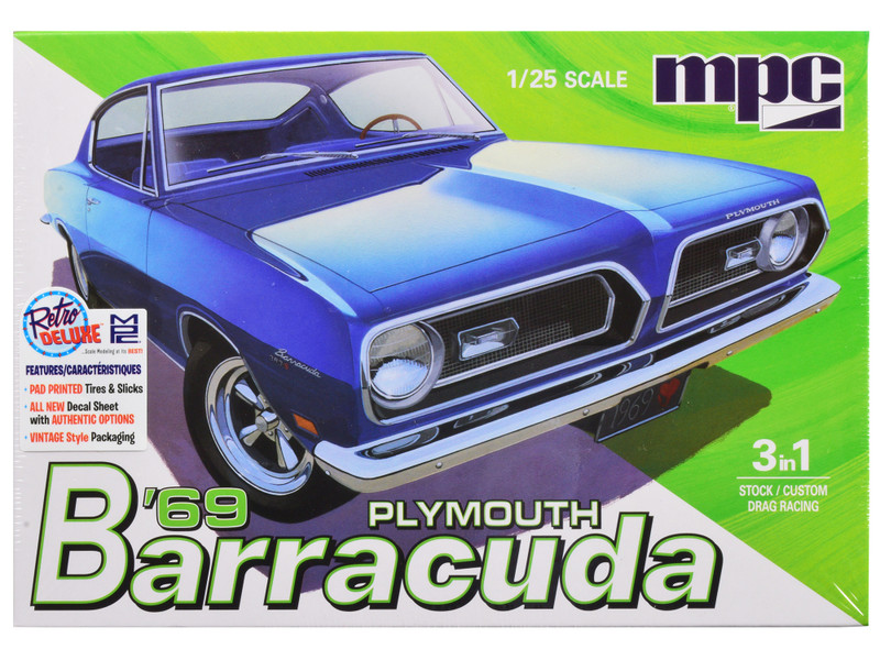 Skill 2 Model Kit 1969 Plymouth Barracuda 3 in 1 Kit 1/25 Scale Model MPC MPC994