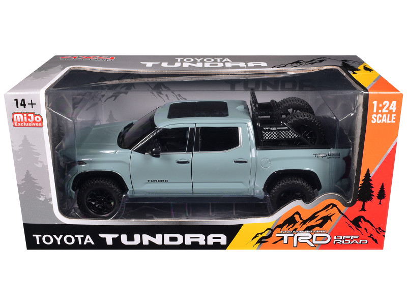 2023 Toyota Tundra TRD 4x4 Pickup Truck Lunar Rock Gray with Sunroof and Wheel Rack 1/24 Diecast Model Car H08555R-LR