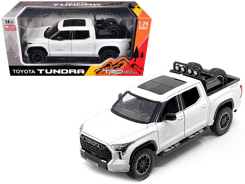 2023 Toyota Tundra TRD 4x4 Pickup Truck White Metallic with Sunroof and Wheel Rack 1/24 Diecast Model Car H08555R-WH