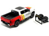 2023 Toyota Tundra TRD 4x4 Pickup Truck White and Red with Stripes with Sunroof and Wheel Rack Limited Edition to 2400 pieces Worldwide 1/24 Diecast Model Car H08555R-MJS01