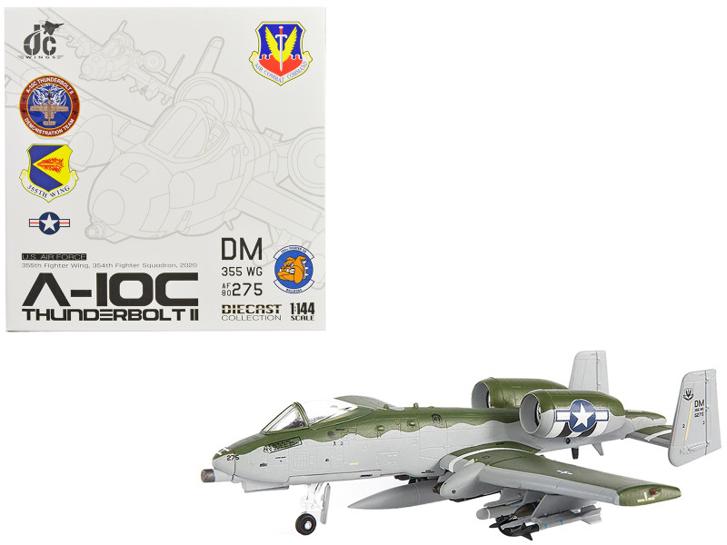 Fairchild Republic A 10C Thunderbolt II Attack Aircraft 355th Fighter Wing 354th Fighter Squadron Bulldogs 2020 United States Air Force 1/144 Diecast Model JC Wings JCW-144-A10-003
