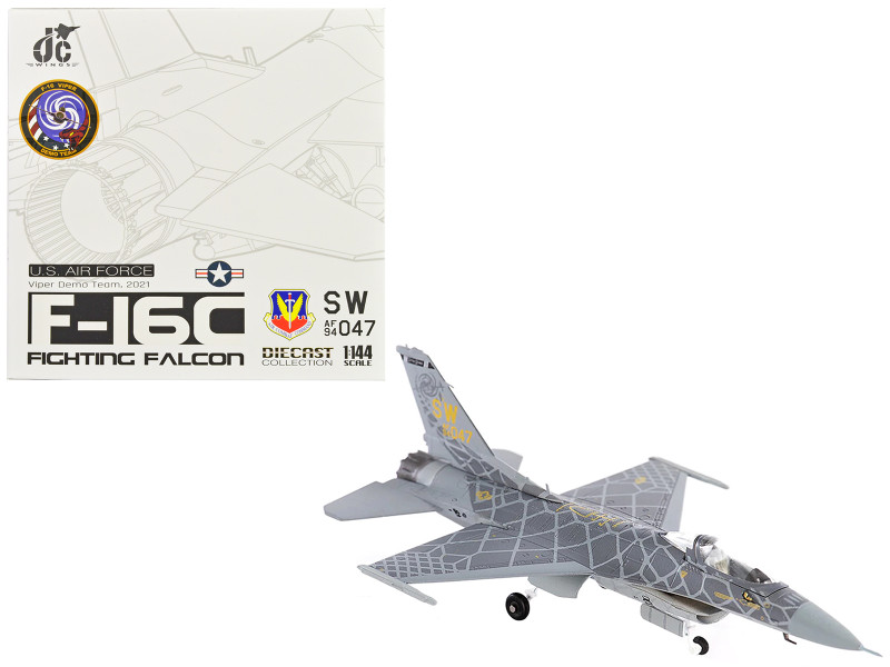 Lockheed Martin F 16C Fighting Falcon Fighter Aircraft Viper Demo Team 2021 United States Air Force 1/144 Diecast Model JC Wings JCW-144-F16-005