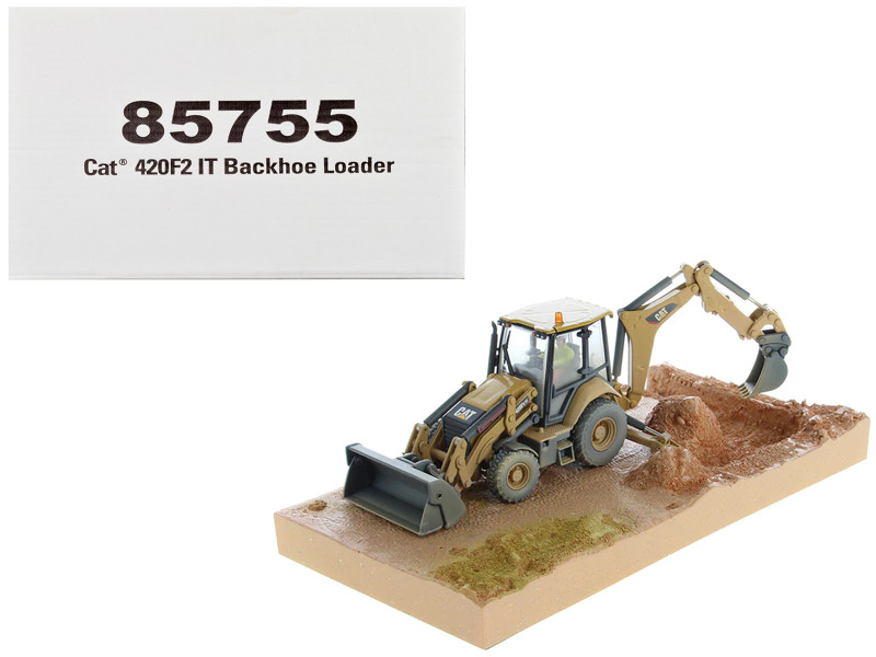 CAT Caterpillar 420F2 IT Backhoe Loader with Operator Yellow Weathered Series 1/50 Diecast Model Diecast Masters 85755