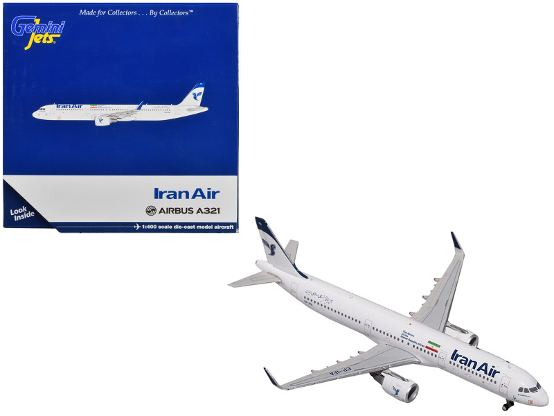 Airbus A321 Commercial Aircraft Iran Air White 1/400 Diecast Model Airplane GeminiJets GJ1646
