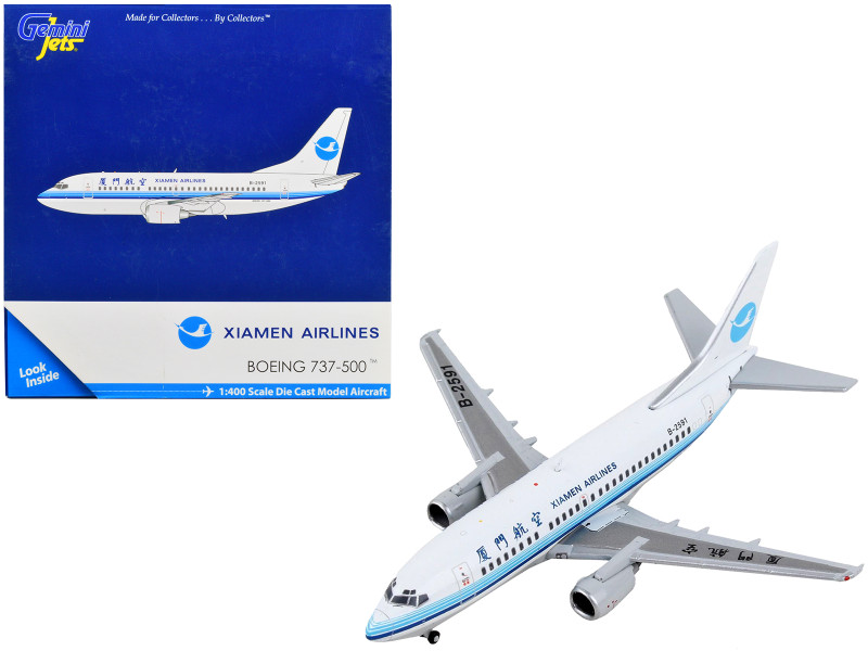 Boeing 737 500 Commercial Aircraft Xiamen Airlines White with Blue Stripes 1/400 Diecast Model Airplane GeminiJets GJ1671