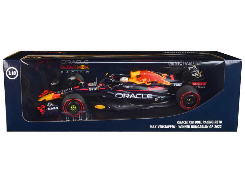 Red Bull Racing RB18 #1 Max Verstappen Oracle Winner F1 Formula One Hungarian GP 2022 with Driver Limited Edition to 360 pieces Worldwide 1/18 Diecast Model Car Minichamps 110221301