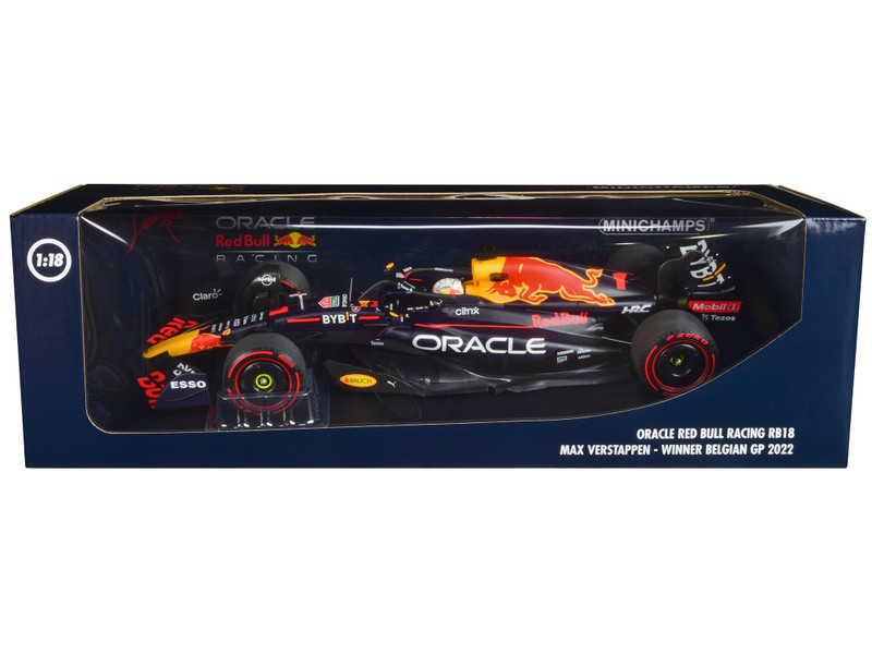 Red Bull Racing RB18 #1 Max Verstappen Oracle Winner F1 Formula One Belgian GP 2022 with Driver Limited Edition to 420 pieces Worldwide 1/18 Diecast Model Car Minichamps 110221401