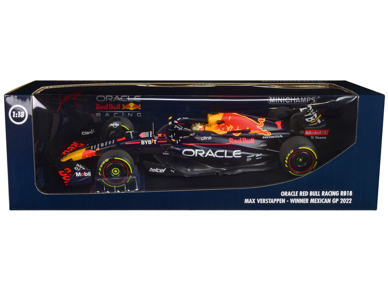 Red Bull Racing RB18 #1 Max Verstappen Oracle Winner F1 Formula One Mexican GP 2022 with Driver Limited Edition to 258 pieces Worldwide 1/18 Diecast Model Car Minichamps 110222001