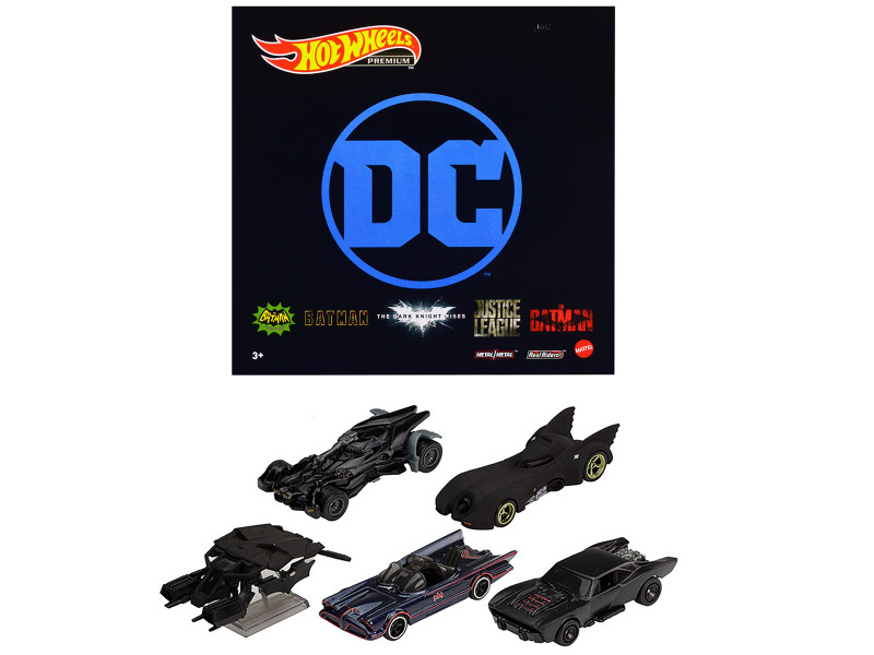 Batman Batmobiles 5 piece Set Diecast Model Cars Hot Wheels GRM17