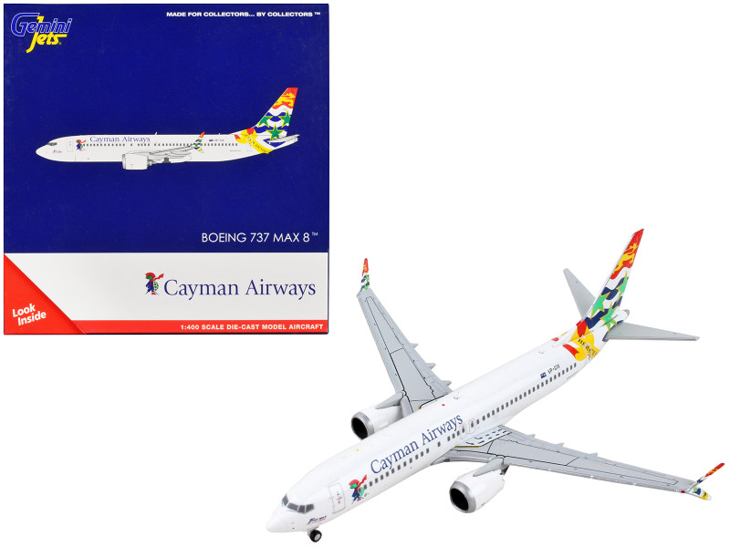 Boeing 737 MAX 8 Commercial Aircraft Cayman Airways White with Tail Graphics 1/400 Diecast Model Airplane GeminiJets GJ1878