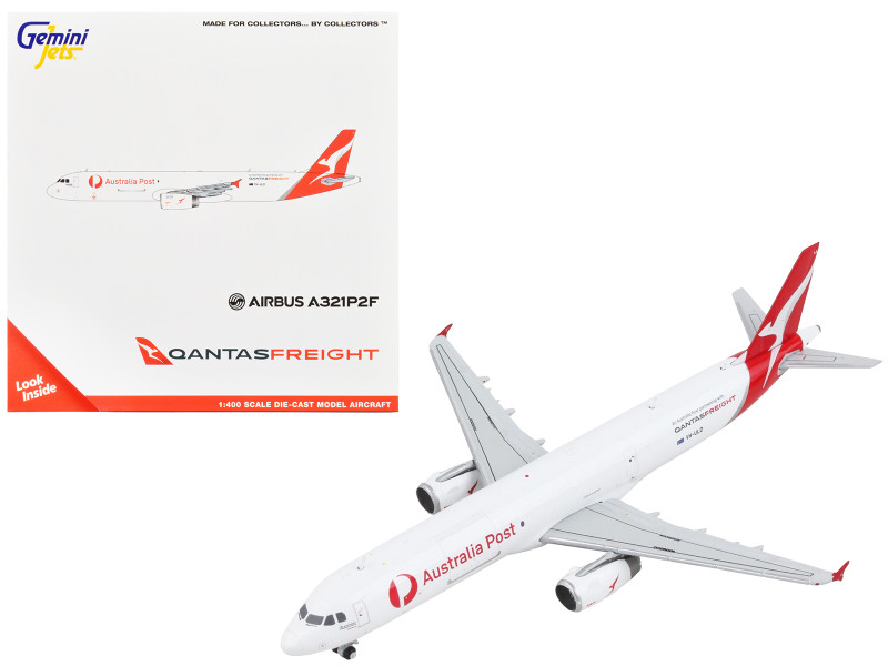 Airbus A321P2F Commercial Aircraft Qantas Freight Australia Post White with Red Tail 1/400 Diecast Model Airplane GeminiJets GJ1955