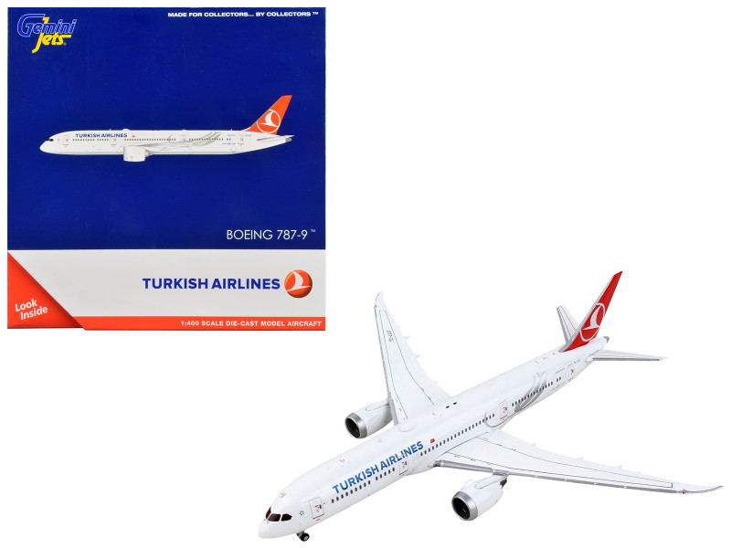 Boeing 787 9 Commercial Aircraft Turkish Airlines White with Red Tail 1/400 Diecast Model Airplane GeminiJets GJ2018