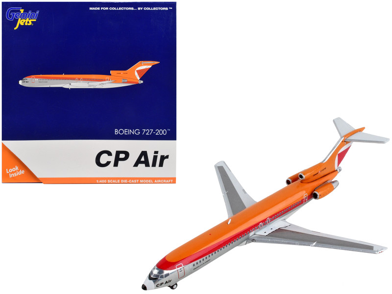 Boeing 727 200 Commercial Aircraft CP Air Orange and Silver with Red Stripes 1/400 Diecast Model Airplane GeminiJets GJ2091