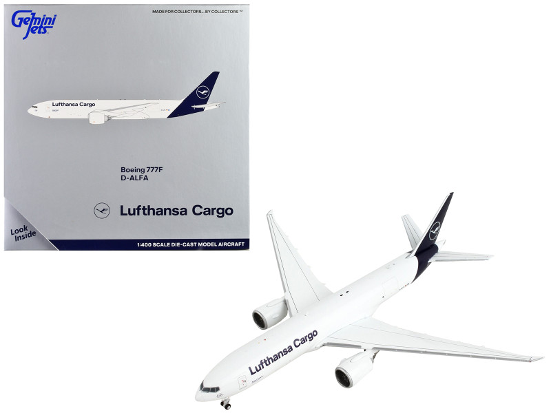 Boeing 777F Commercial Aircraft Lufthansa Cargo White with Dark Blue Tail 1/400 Diecast Model Airplane GeminiJets GJ2126