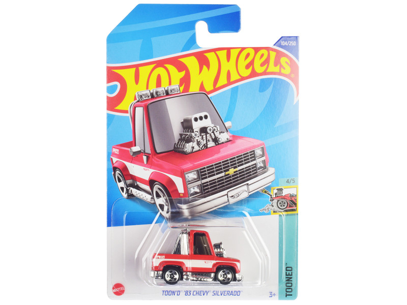 1983 Chevrolet Silverado Toon d Pickup Truck Red and White Tooned Series Diecast Model Car Hot Wheels HHF50