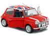 Mini Cooper 1 3i Sport Pack Red with White Stripes and UK Flag on Top 1/18 Diecast Model Car Solido S1800604