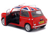 Mini Cooper 1 3i Sport Pack Red with White Stripes and UK Flag on Top 1/18 Diecast Model Car Solido S1800604