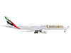 Boeing 777 300ER Commercial Aircraft with Flaps Down Emirates Airlines White with Tail Stripes 1/400 Diecast Model Airplane GeminiJets GJ2219F
