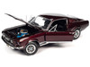 1967 Ford Mustang GT 2 2 Burgundy Metallic with White Side Stripes American Muscle Series 1/18 Diecast Model Car Auto World AMM1309