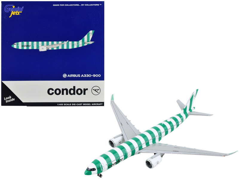 Airbus A330 900 Commercial Aircraft Condor Airlines Green and White Stripes 1/400 Diecast Model Airplane GeminiJets GJ2150