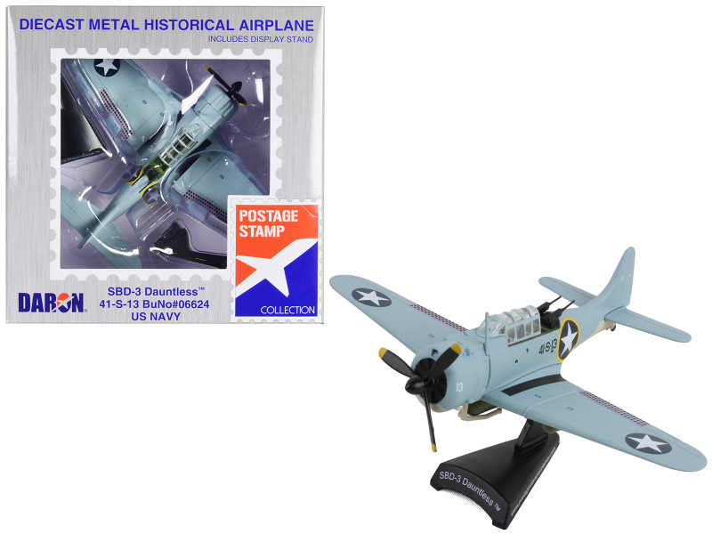 Douglas SBD 3 Dauntless Aircraft 4 1S 13 United States Navy 1/87 Diecast Model Airplane Postage Stamp PS5563-1