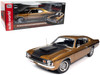 Mr Norm's 1972 Dodge Demon GSS SuperCharged Gold Metallic with Black Stripes and Hood American Muscle Series 1/18 Diecast Model Car Auto World AMM1294
