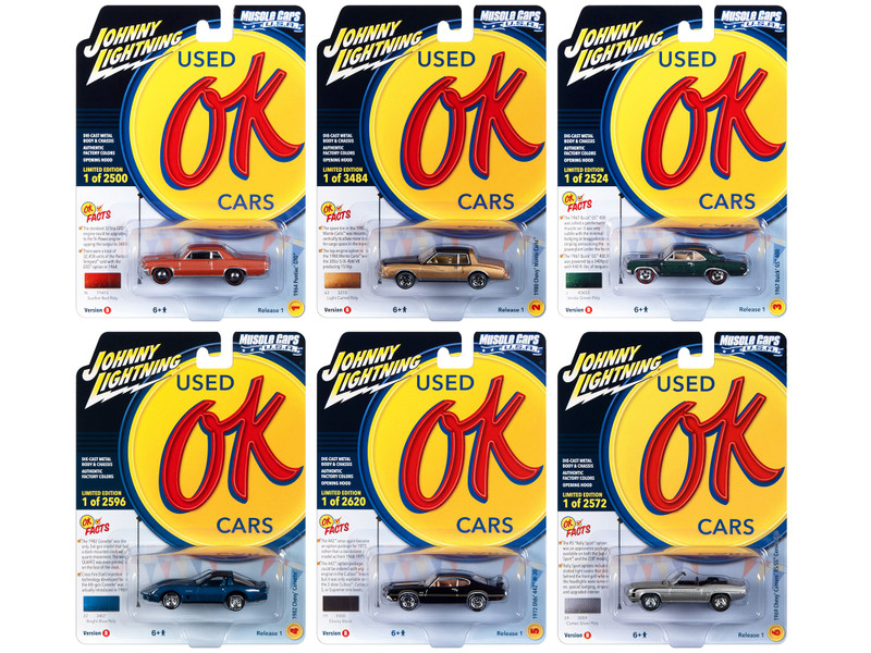 Muscle Cars USA 2023 Set B of 6 pieces Release 1 OK Used Cars 1/64 Diecast Model Cars Johnny Lightning JLMC032B