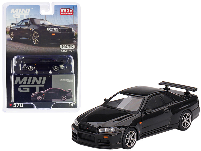 Nissan Skyline GT R R34 V Spec RHD Right Hand Drive Black Pearl Limited Edition to 6000 pieces Worldwide 1/64 Diecast Model Car True Scale Miniatures MGT00570
