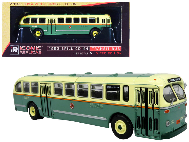 1952 CCF Brill CD 44 Transit Bus CTA Chicago Transit Authority Chicago Surface Lines Kimball Peterson Vintage Bus & Motorcoach Collection 1/87 HO Diecast Model Iconic Replicas 87-0370
