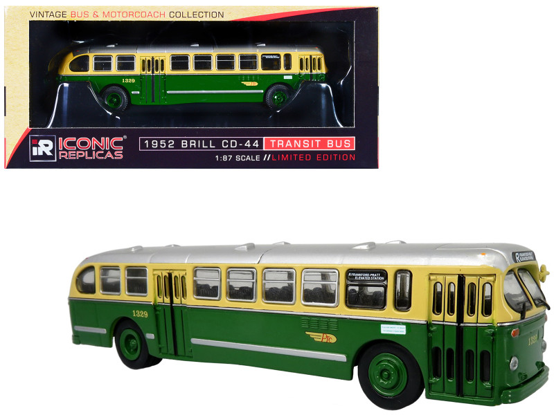 1952 CCF Brill CD 44 Transit Bus PTC Philadelphia Transportation Company R Frankford Pratt Elevated Station Vintage Bus & Motorcoach Collection 1/87 HO Diecast Model Iconic Replicas 87-0371