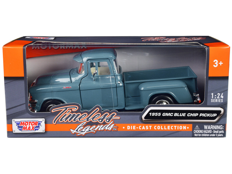 1955 GMC Blue Chip Pickup Truck Light Blue Timeless Legends Series 1/24 Diecast Model Car Motormax 79382bl