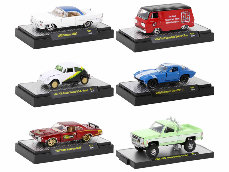 Auto Meets Set of 6 Cars IN DISPLAY CASES Release 71 Limited Edition 1/64 Diecast Model Cars M2 Machines 32600-71