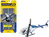 Bell 206 Jetranger Helicopter White and Blue Police N70650 with Runway Section Diecast Model Runway24 RW055