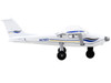 Cessna 172 Aircraft White with Blue and Yellow Stripes N470ES with Runway Section Diecast Model Airplane Runway24 RW065