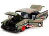 1957 Chevrolet Bel Air #3 Camouflage with Shark Mouth Graphics Bigtime Muscle Series 1/24 Diecast Model Car Jada 35027