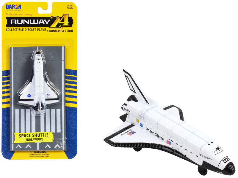 NASA Endeavour Space Shuttle White United States with Runway Section Diecast Model Airplane Runway24 RW005