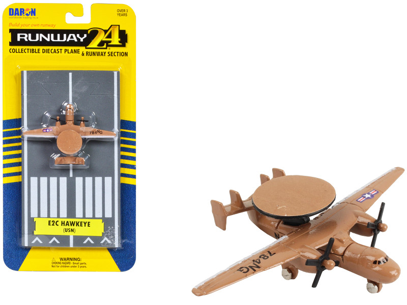 Northrop Grumman E 2C Hawkeye Aircraft Tan United States Navy with Runway Section Diecast Model Airplane Runway24 RW085