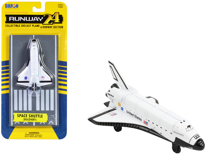 NASA Discovery Space Shuttle White United States with Runway Section Diecast Model Airplane Runway24 RW220