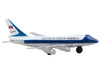 Boeing VC 25 Aircraft White and Blue United States of America Air Force One with Runway 24 Sign Diecast Model Airplane Runway24 RW800