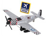 North American P 51 Mustang Fighter Aircraft Silver Metallic United States Army Air Force with Runway 24 Sign Diecast Model Airplane Runway24 RW820