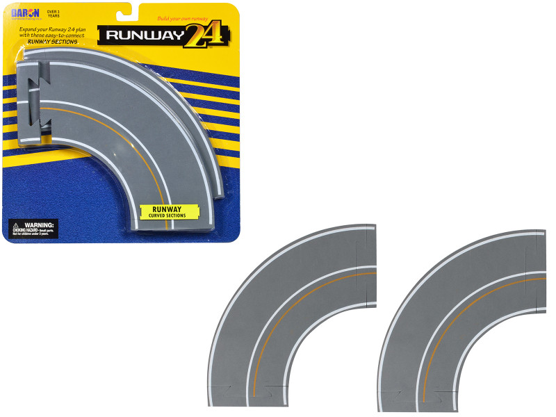 Runway Curved Sections 2 Piece Set for Diecast Models Runway24 RW905