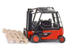 Linde E35 Forklift Truck Red with Black Top with Pallet Accessory Diecast Model Siku 1311