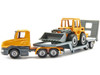 Truck with Low Loader Trailer and Front Loader Yellow Diecast Model Siku 1616