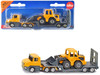 Truck with Low Loader Trailer and Front Loader Yellow Diecast Model Siku 1616
