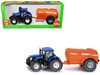 New Holland T7070 Tractor Blue with Abbey Single Axle Vacuum Tanker Orange 1/50 Diecast Model Siku 1945