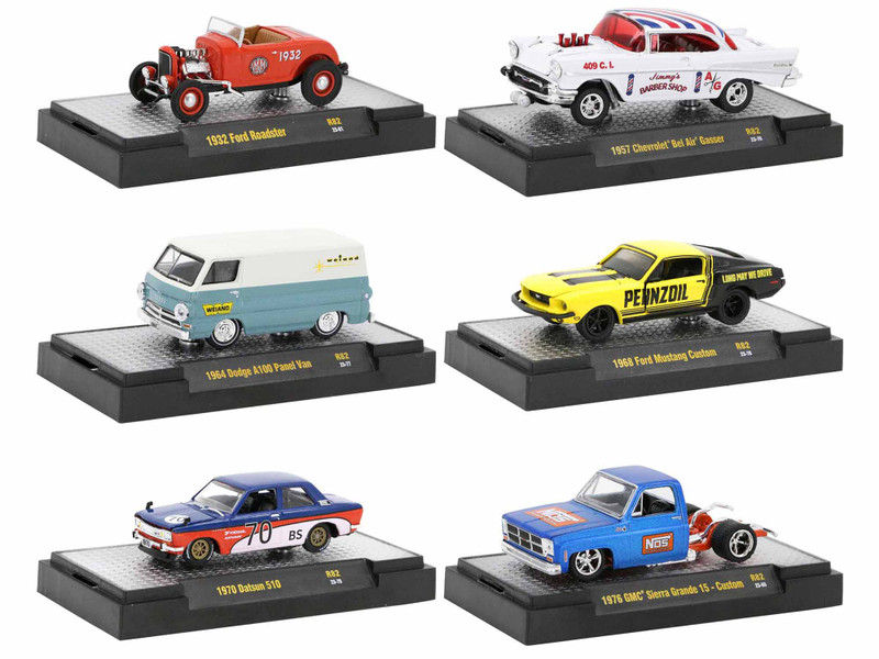 Auto Thentics 6 piece Set Release 82 IN DISPLAY CASES Limited Edition 1/64 Diecast Model Cars M2 Machines 32500-82